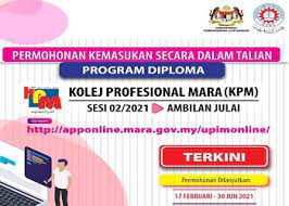It is continuously improved to ensure kpm students are equipped with the latest knowledge and are prepared with career readiness for the. Cara Mohon Online Kemasukan Ke Kolej Profesional Mara Kpm Ambilan Julai 2021 Semakan Online 2021