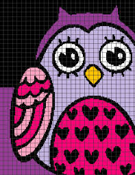 Cute Pink Purple Owl Chart Graph And Row By Row Written Instructions