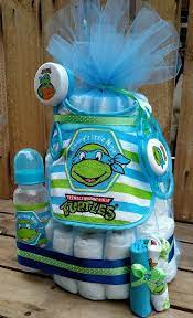 Blue Leonardo Tmnt Teenage Mutant Ninja Turtles Baby Boy Diaper Cake Gift Baby Shower Centerpiece Decor Supe Turtle Baby Shower Baby Turtles Baby Boy Diapers