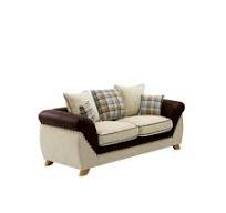MF - CAMBRIDGE Modelo Design Sofá, 2 lugares, tecido combinado castanho e  bege. 90x185x92cm