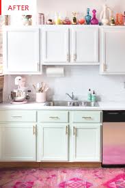 Before And After This 200 Peel N Stick Kitchen Redo Is All Sorts Of Amazing Rental Kitchen Makeover Rental Kitchen Kitchen Diy Makeover