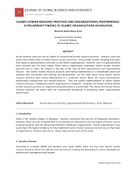### please take note ### this group is zero advertisement & promotion. Pdf Islamic Human Resource Practices And Organizational Performance A Preliminary Finding Of Islamic Organizations In Malaysia