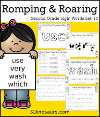 Valentine's day color by sight word. Romping Roaring Second Grade Sight Word Set 10 Use Very Wash Which 3 Dinosaurs