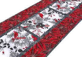 Christmas Cardinal Table Runner Cardinal Poinsettia Table Runner Quilted Christm Quilted Table Runners Christmas Christmas Table Runner Quilted Table Runners