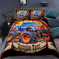 King/california king california king daybed oversized king split california king split king bedspread bedding sets comforter bedding sets coverlet bedding. Cartoon Monster Truck Comforter Cover Boys 3d Printed Duvet Cover Set Size Off Road Heavy Large Tractor With Huge Tyres Decorative 2 3pcs 1 Bedding Set And 1 2 Pillow Shams Blue Orange With Zipper