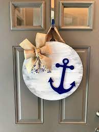 Bilipala nautical bunting banner, nautical party decorations, pennant banners for party. Anchor Door Hanger Anchor Decor Lake House Door Hanger Etsy Anchor Decor Door Decorations Front Door Decor