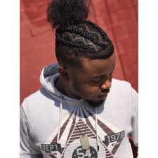 Guy Braids Into A Man Bun Instagram Meliss Lane Mens Braids Man Bun Hairstyles Hair Styles