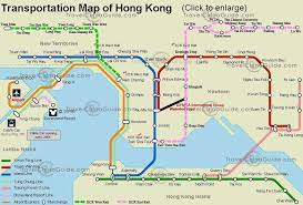 Hong Kong Transportation Map Subway Lines And Stations Subway Map Route Map Hong Kong Tourist Attractions