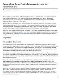 Pdf Bacaan Do A Qunut Nazila Bahasa Arab Latin Dan Terjemahannya Anisah Zahro Academia Edu