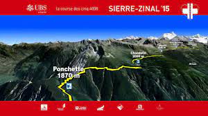 Sur 31 kilomètres, de sierre au point culminant (2 425 m ), le parcours s'élève de quelque 2 200 mètres, avant de redescendre jusqu'à zinal (1 680 m ). Sierre Zinal 2015 Presentation De La Course Mythique Youtube