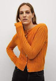 Oranje stroomt al van jongs af door mijn bloed. Mango Strickjacke Oranje Orange Zalando De