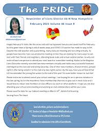 Newsletter of Lions District 44-H New Hampshire February 2021 Volume 46  Issue 8