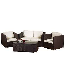 Oseasons New Rattan Oxford 4 Seater Conservatory Sofa Set In Brown Amazon Co Uk Garden Outdoors Conservatory Sofa Patio Furniture Pillows Sofa Set