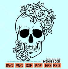 Download Floral Skull Svg Skull With Flowers Svg Floral Sugar Skull Svg Floral Skull Rose Svg Svg Hubs