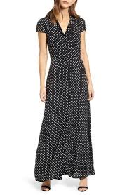 Black And White Polka Dot Maxi Dress Polka Dot Maxi Dress Main Color Black White Polka Dot Shorten To Midi Length Polka Dot Maxi Dresses Polka Dot Dress Outfit Dot Dress Outfit