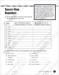 When a compound subject contains both a singular and a plural noun or pronoun joined by or or nor, the verb should agree with the part of the subject that is nearer the verb. Subject Verb Agreement Grades 5 6 Printable Test Prep And Tests Skills Sheets