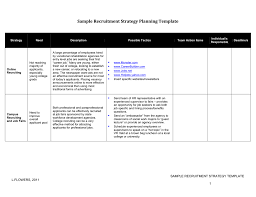 It's all about high level goals at this point (we'll get into tactics later). Sample Recruitment Strategy Planning Template