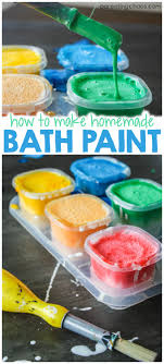 Repeat with remaining food colors and containers. Homemade Bath Paints