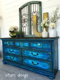 Colbalt Blue With Turquoise Dresser By Uturn Design Furniture Makeover Blue Painted Dresser Painted Furniture