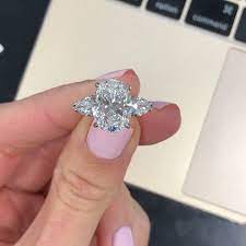 4 5ct Oval Engagement Ring With Pear Sides By Ring Concierge Natural Diamond Engagement Ring Three Stone Engagement Rings Unique Engagement Rings