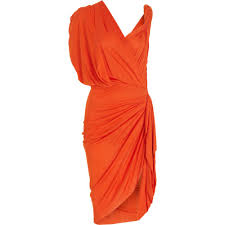 Love The Ruching And It Looks So Comfortable Although Not Sure If I Could Wear This Bold Color Lanvin Dress Orange Cocktail Dresses Draped Asymmetrical Dress