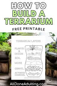 Free Printable Guide To Build An Easy Terrarium Learn How To Layer The Soil And Rocks Choose Plants And Relie Build A Terrarium Terrarium Container Gardening