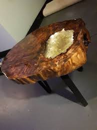 unique walnut burl wood table with uv epoxy resin filled cavity and light table basse bois brut table bois table basse bois