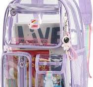 Mochila transparente resistente, mochilas transparentes para la escuela,  mochila para niñas aprobada por el estadio, con llavero, Púrpura, Mochila  ...