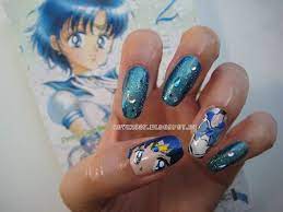 sailor mercury nail art by http love2807 blogspot de 2012 08 nail art design sailor mercury html sailor mercury anime nails fashion nails