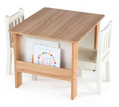 Humble Crew Journey Kids Wood Table And 2 Chairs Set With Book Storage Walmart Com Kids Wood Toddler Table Wood Table