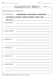 Standard And Expanded Form Billions Place Value Place Value Worksheets Expanded Form Expanded Form Worksheets