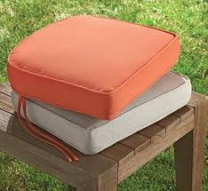 Thick Outdoor Cushions For Extra Comfort While Relaxing On The Patio Our Box Edge Contoured Chair Cus Outdoor Chair Cushions Outdoor Footstool Ottoman Cushion