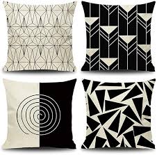 Black And White Accent Pillows Amazon Amazon Com Jbralid Beige And Black Geometric Modern Geometry Roll Linen Indoor Decor Throw Pillow Cover Case Set Of 4 22x22 In Bedding In 2020 Decorative Throw Pillows Throw Pillow Covers Pillows