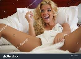 Sexy Blond Model Laughing Bed Stock Photo 2414516 | Shutterstock