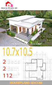 In the below collection, you'll find dozens of 3 bedroom house plans that feature modern amenities. House Plans 10 7x10 5 With 2 Bedrooms Flat Roof House Plans 3d