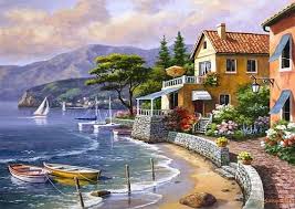 Paradise Coast Counted Cross Stitch Pattern In Pdf Format Resimler Resim Sanati Resim