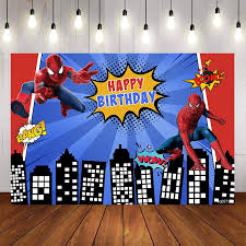 Transparent spiderman background from berserk on. Spiderman Bakcdrop For Baby Shower Birthday Party Blue Red Buildding Backgrounds For Children Birthday Party Decor Custom Name Photo Shopee Philippines