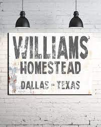 White Metal Look Personalized Homestead Farmhouse Canvas Wall Art Nlsc0120 Family Name Signs Modern Farmhouse Signs Farmhouse Wall Decor