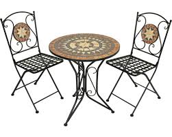 This outdoor patio bistro set includes sesame polyester cushions. Bistro Set Pular 3 Tlg Metall Mosaik Schwarz 1 Tisch Und 2 Stuhle Nxtbuy Store