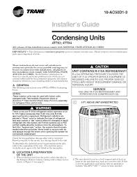 Trane Air Conditioner Heat Pump Outside Unit Manual L0904664