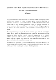Cyber crime is the fastest growing crime in the world at large (interpol, 2013) with millions of people being affected every day. Doc Cyber Crime And Its Effects On Youth An Empirical Study On Mbstu Students Saidul Islam Academia Edu