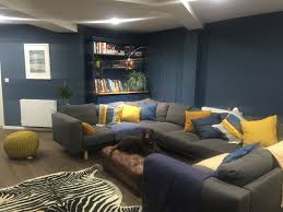 Black Grey And Blue Living Room Ideas Farrow And Ball Stiffkey Blue Living Room With Mustard Colour Pops Mustard Living Rooms Blue Living Room Yellow Living Room