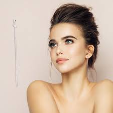 EGNMCR Boucles d'Oreilles Alphabet Brillantes, 26 Lettres Design Écorce  Chaîne Auriculaire