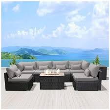 Check spelling or type a new query. Dineli Patio Furniture Sectional Sofa With Gas Fire Pit Table Outdoor Patio Furniture Sets Propane Fire Pit Light Grey