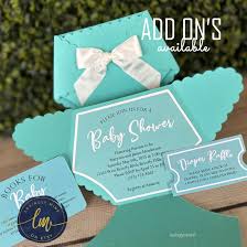 Deluxe Diaper Shape Baby Shower Invitations, Light Teal, Light Aqua, Robin  Egg Blue