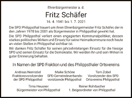 Traueranzeigen von Fritz Schäfer