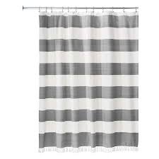 Black And White Shower Curtain With Tassels Home Fabric Shower Curtains Striped Shower Curtains Curtains