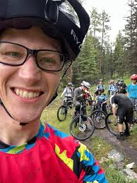 Riding bikes in the rain with a large group