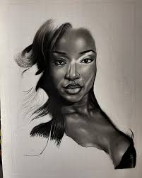 Capturing the essence of Ayra Starr in black and white... My latest  realistic pencil drawing is born from my admiration for this incredible  artist. The precise lines and subtle shadows bring her