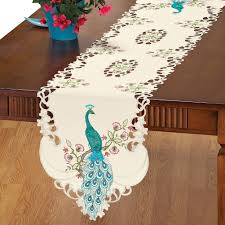 Amazon Com Embroidered Peacock Table Linens Runner Home Kitchen Peacock Decor Table Linens Decor